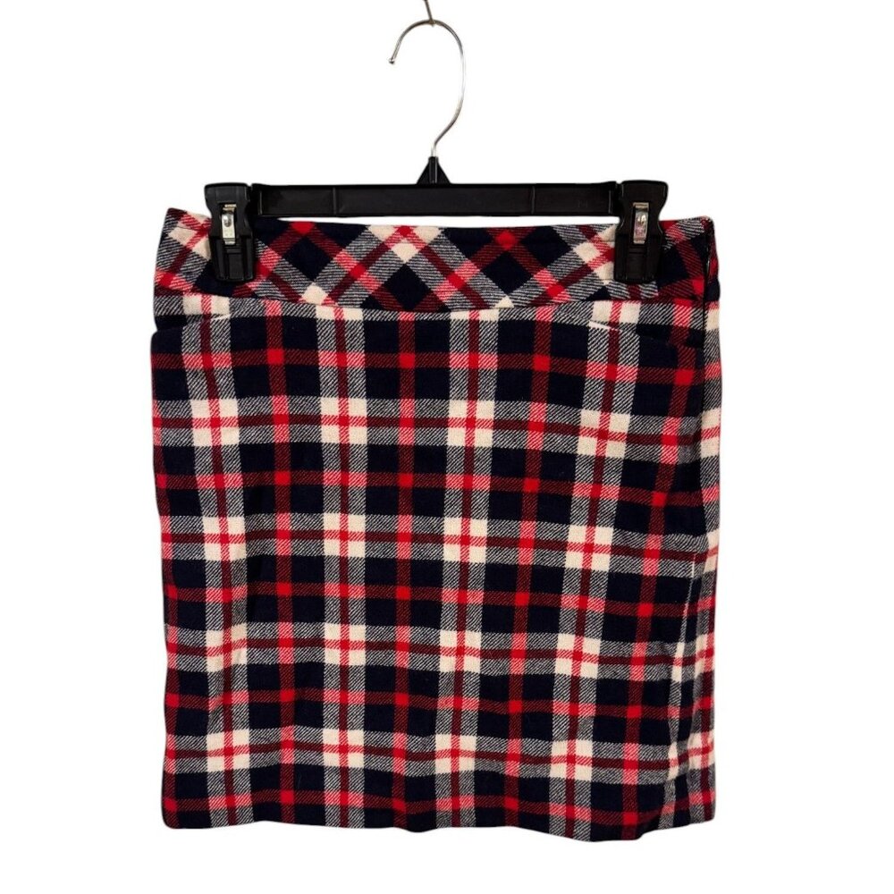 Talbots Petites 2P Plaid Wool Blend Skirt Red & Navy - Picture 2 of 11